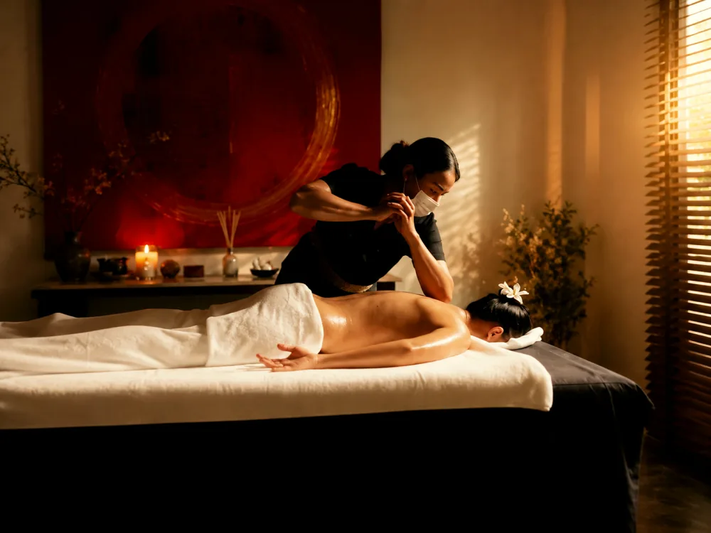 Loft Thai therapist delivering a therapeutic massage