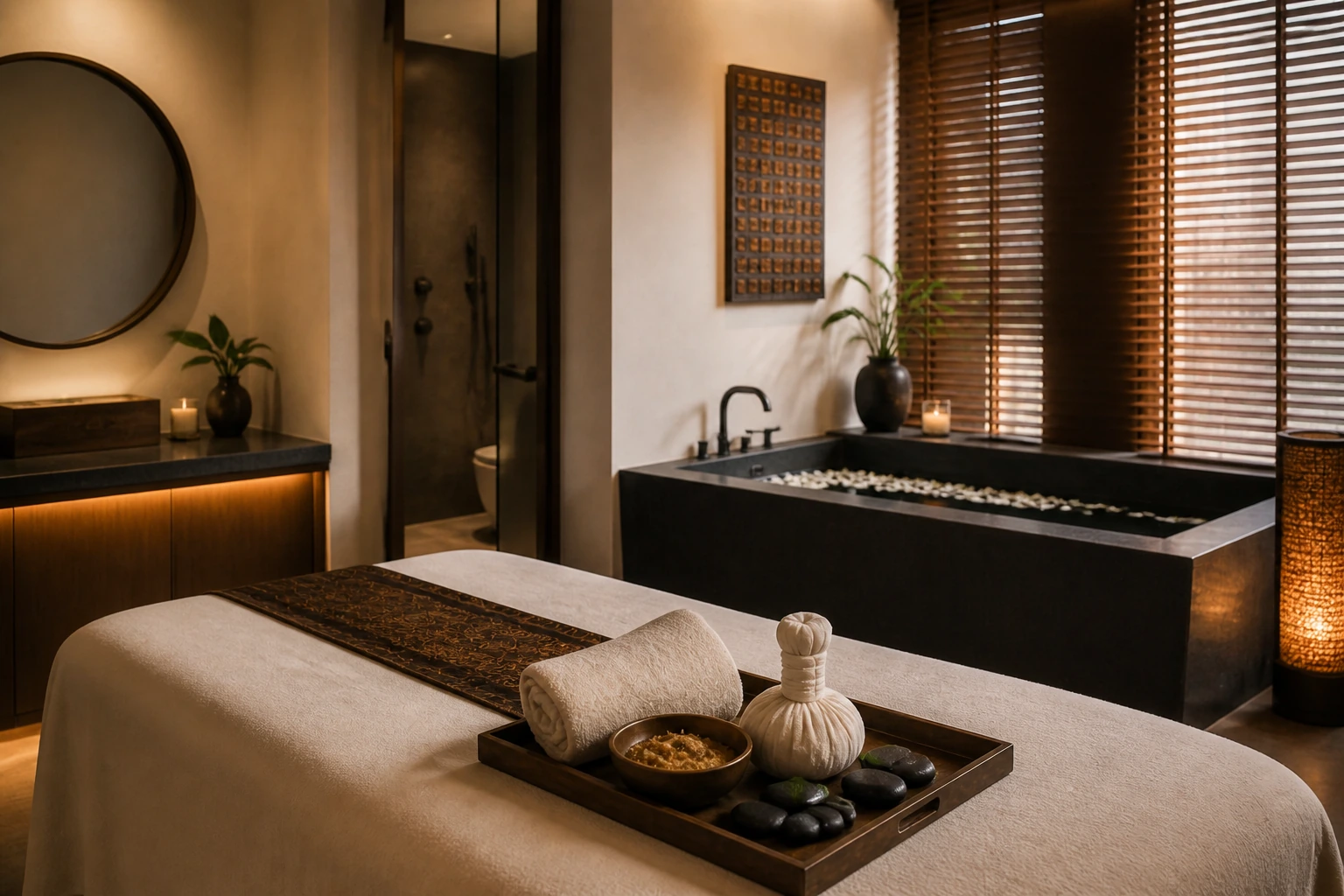 Private spa suite prepared for a long ritual