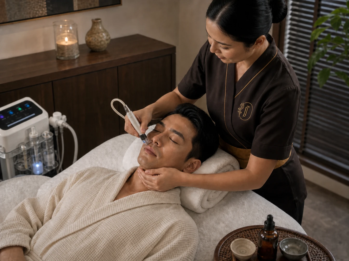 HydraFacial Gentlemen device-led facial adapted to the guest's skin