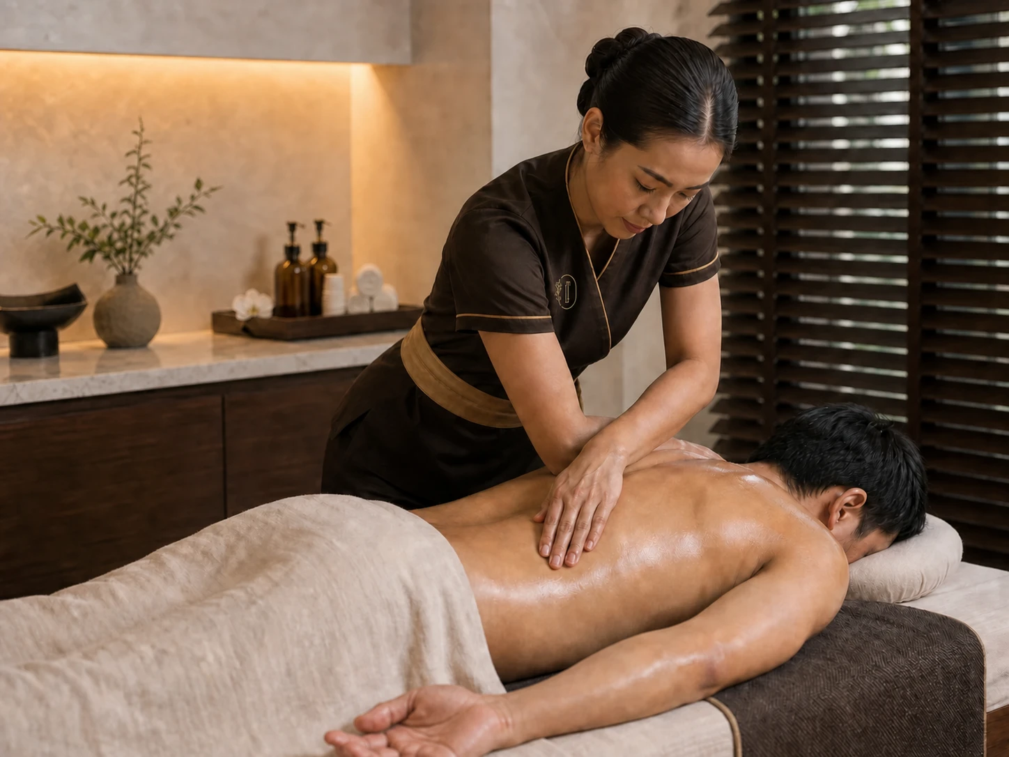 Controlled massage pressure illustrating the difference between lighter and deeper treatment choices