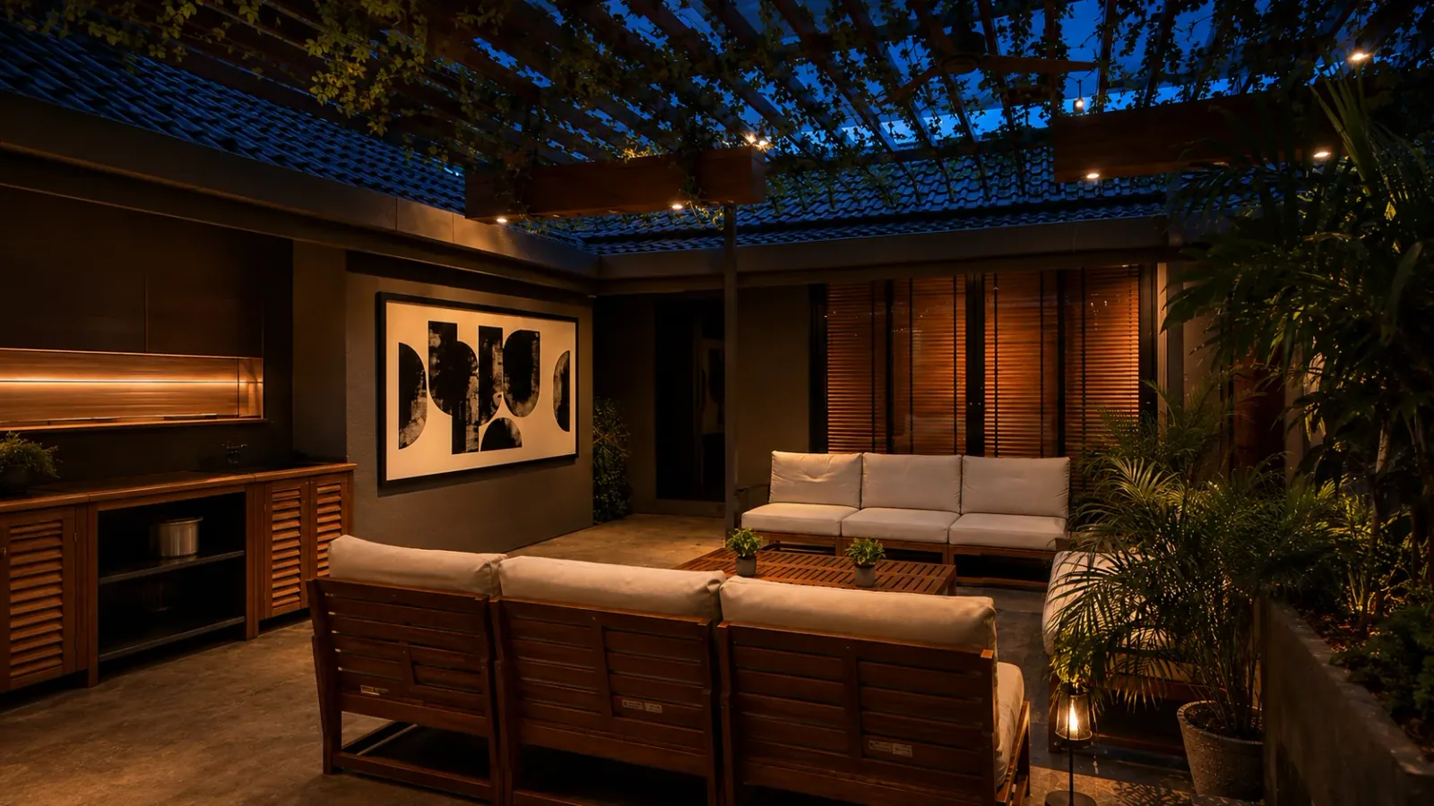 Private lounge and garden atmosphere at CAVERNES Bangkok