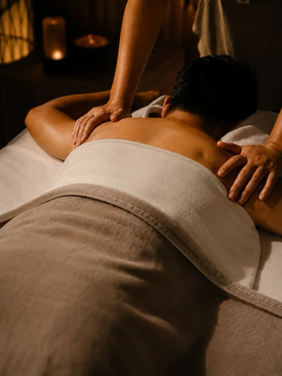 Nakhon spa therapist delivering a therapeutic massage for men