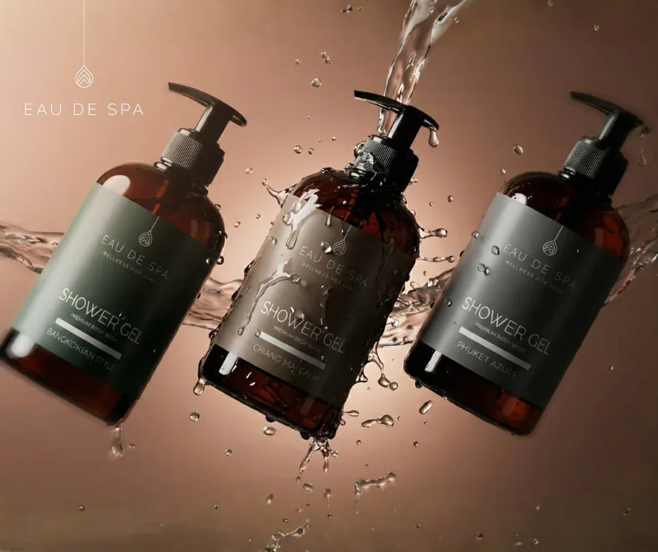 Eau de Spa product collection with water-inspired styling